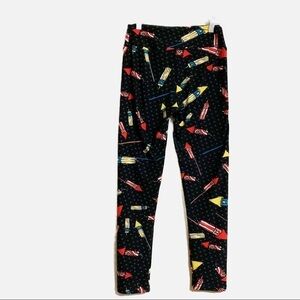 LuLaRoe Soft Black Multicolor Fireworks Print Leggings. One size